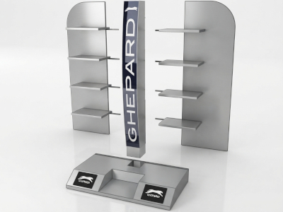 rendering grafico espositore da terra